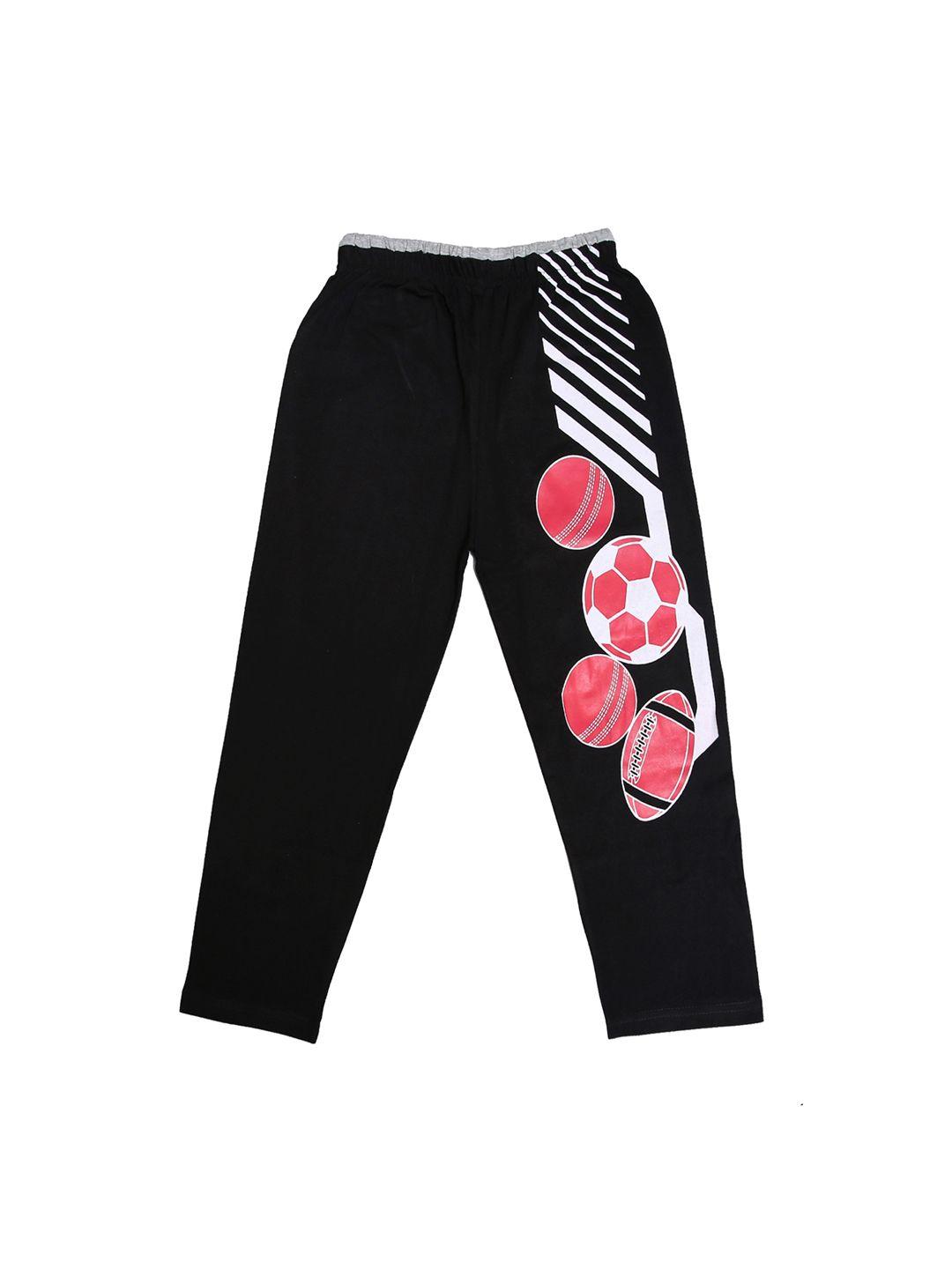 sweet angel kids black printed straight-fit track pants