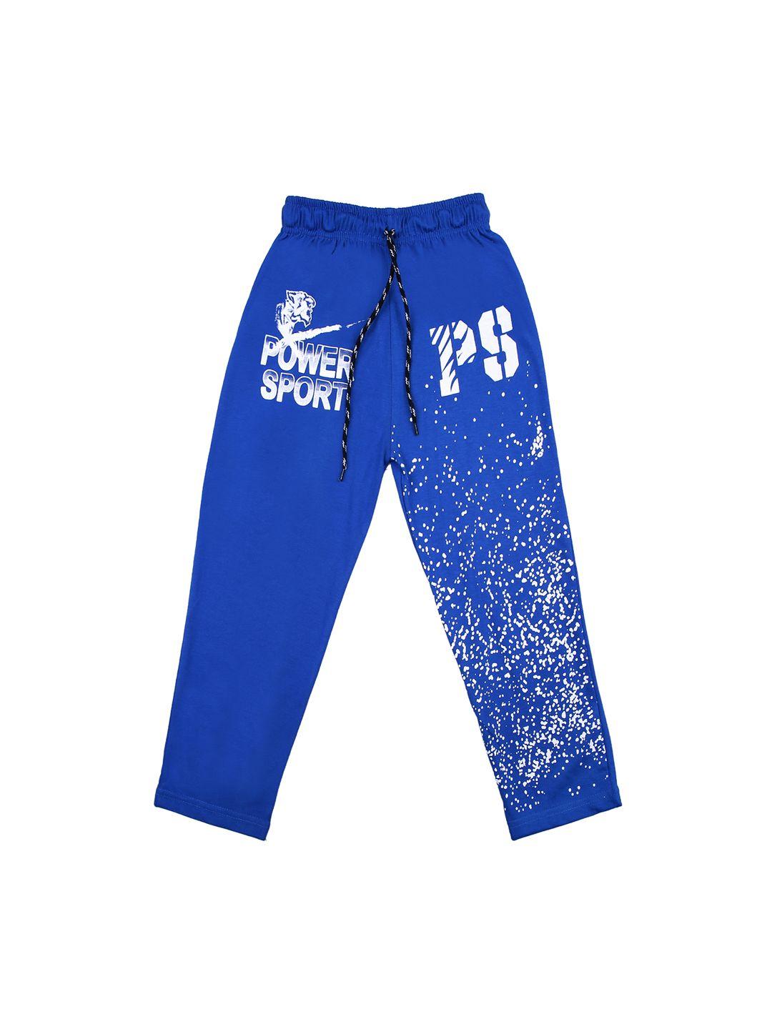 sweet angel kids blue & white straight fit printed track pants