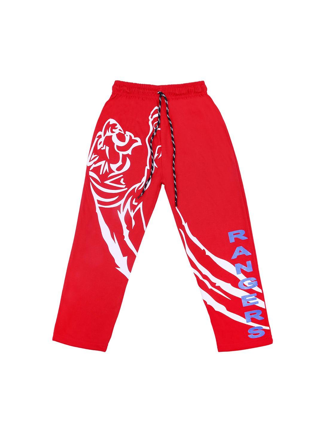 sweet angel kids red printed track pants