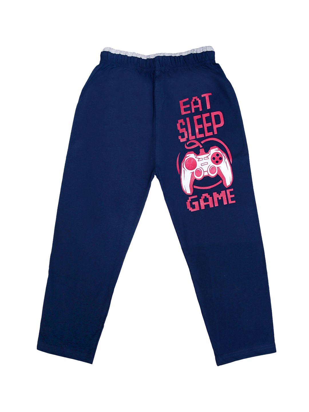 sweet angel kids unisex navy blue graphic straight-fit track pants