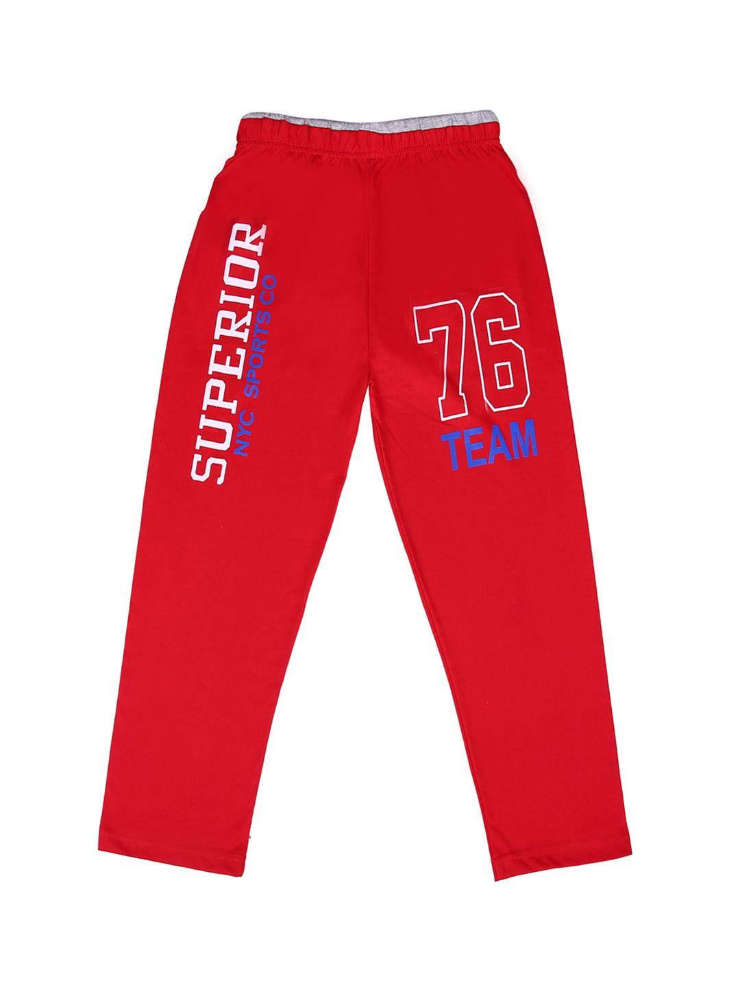 sweet angel kids unisex red solid straight-fit track pants