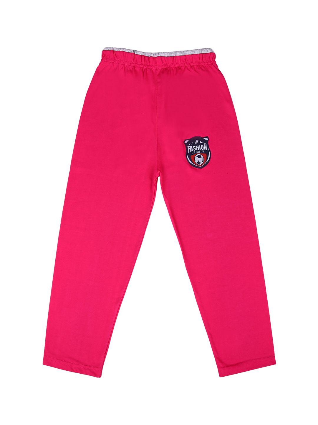 sweet angel kids unisex red solid straight-fit track pants