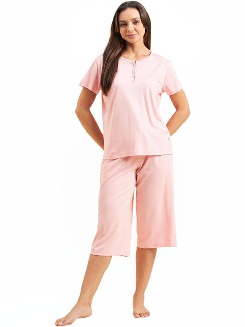 sweet dreams baby pink regular fit t-shirt capri set