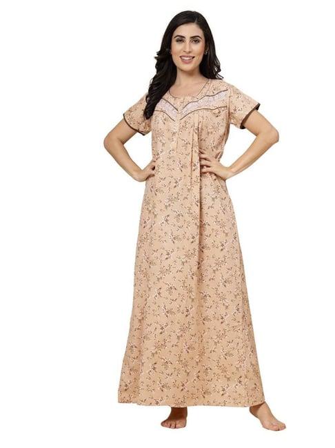 sweet dreams beige floral print nighty