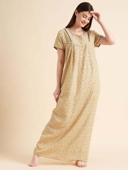 sweet dreams beige printed nighty