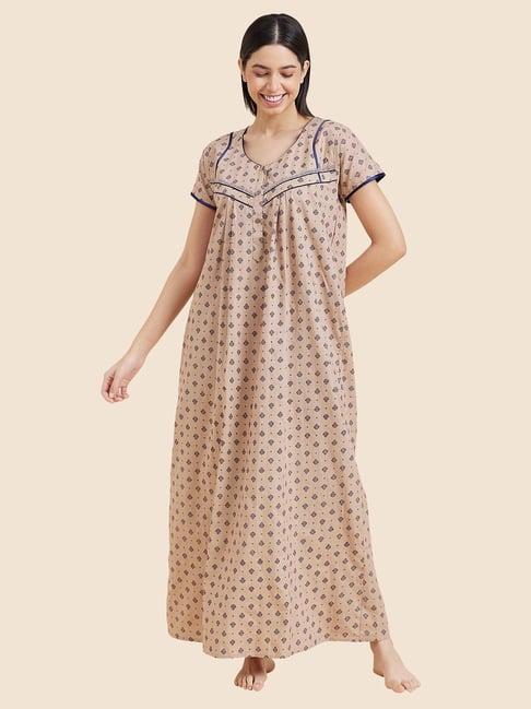 sweet dreams beige printed nighty