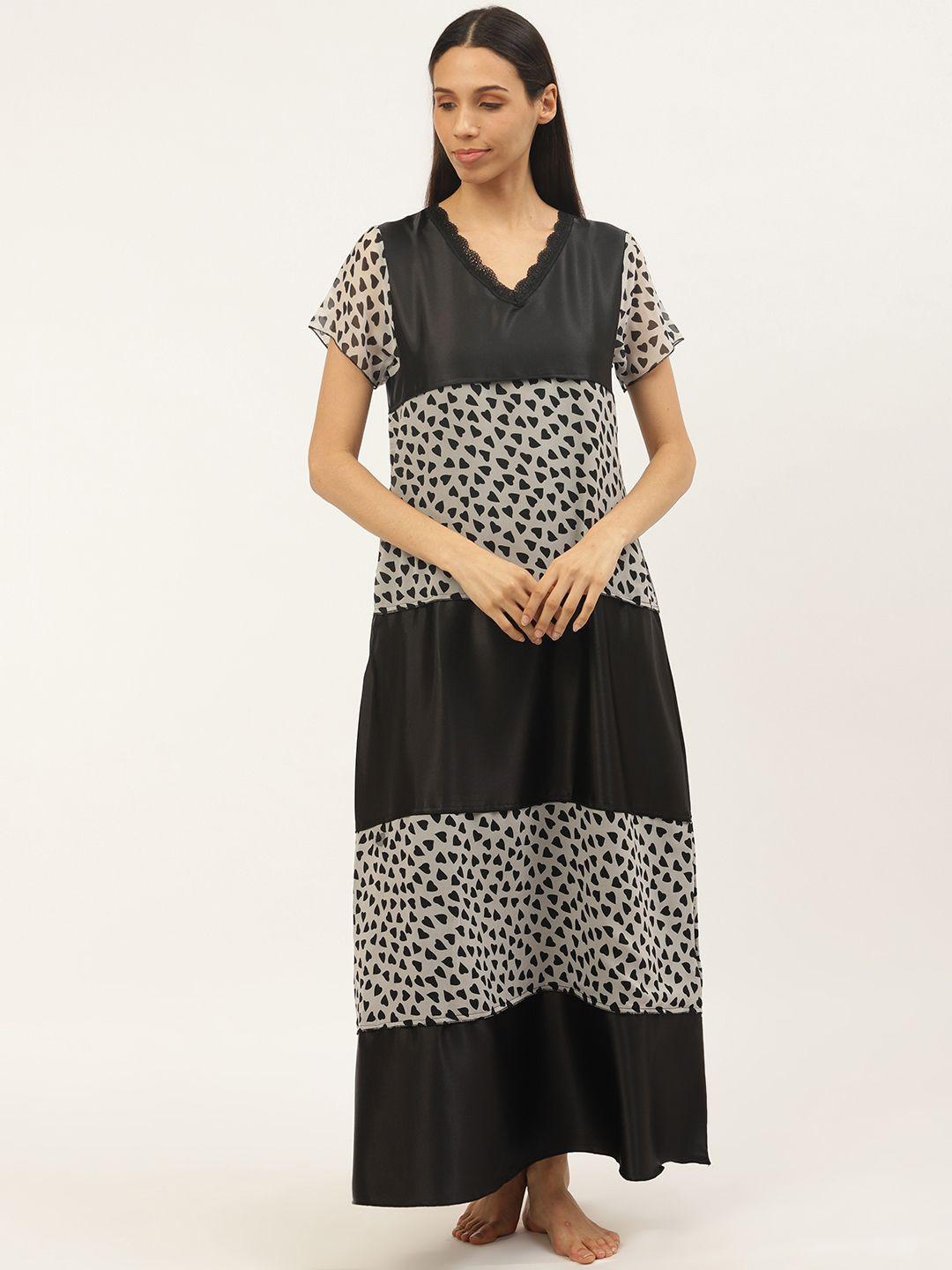 sweet dreams black & grey printed nightdress