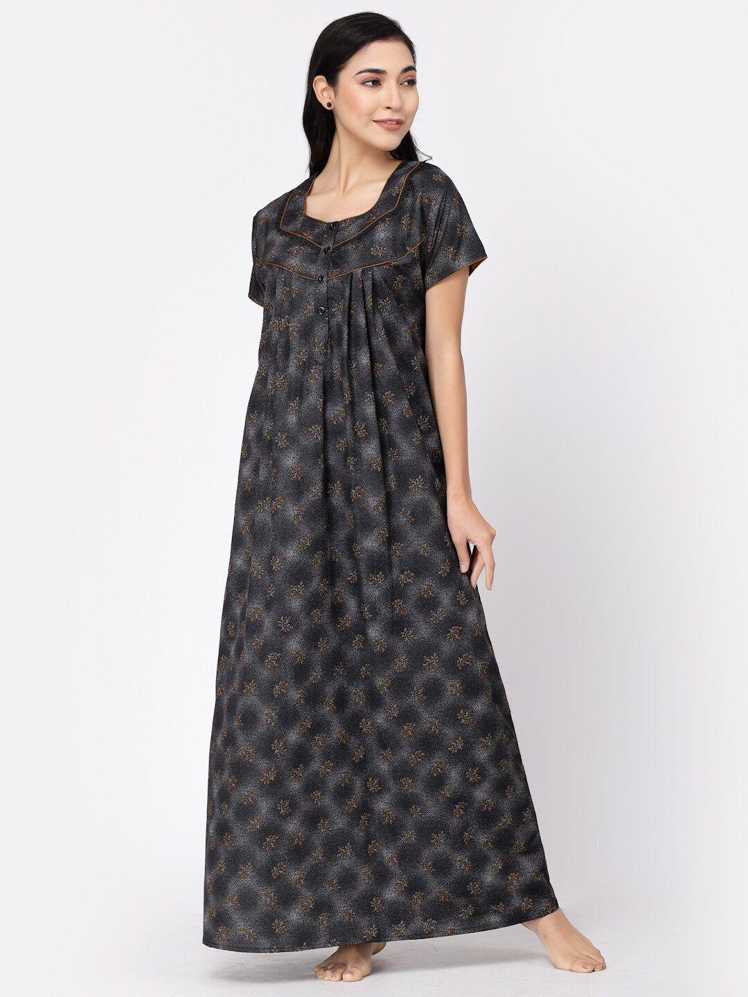 sweet dreams black printed maxi nightdress