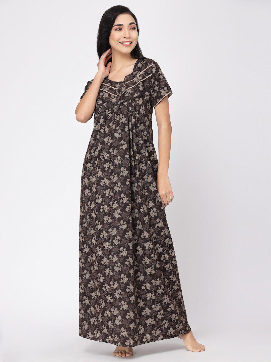 sweet dreams black printed maxi nightdress