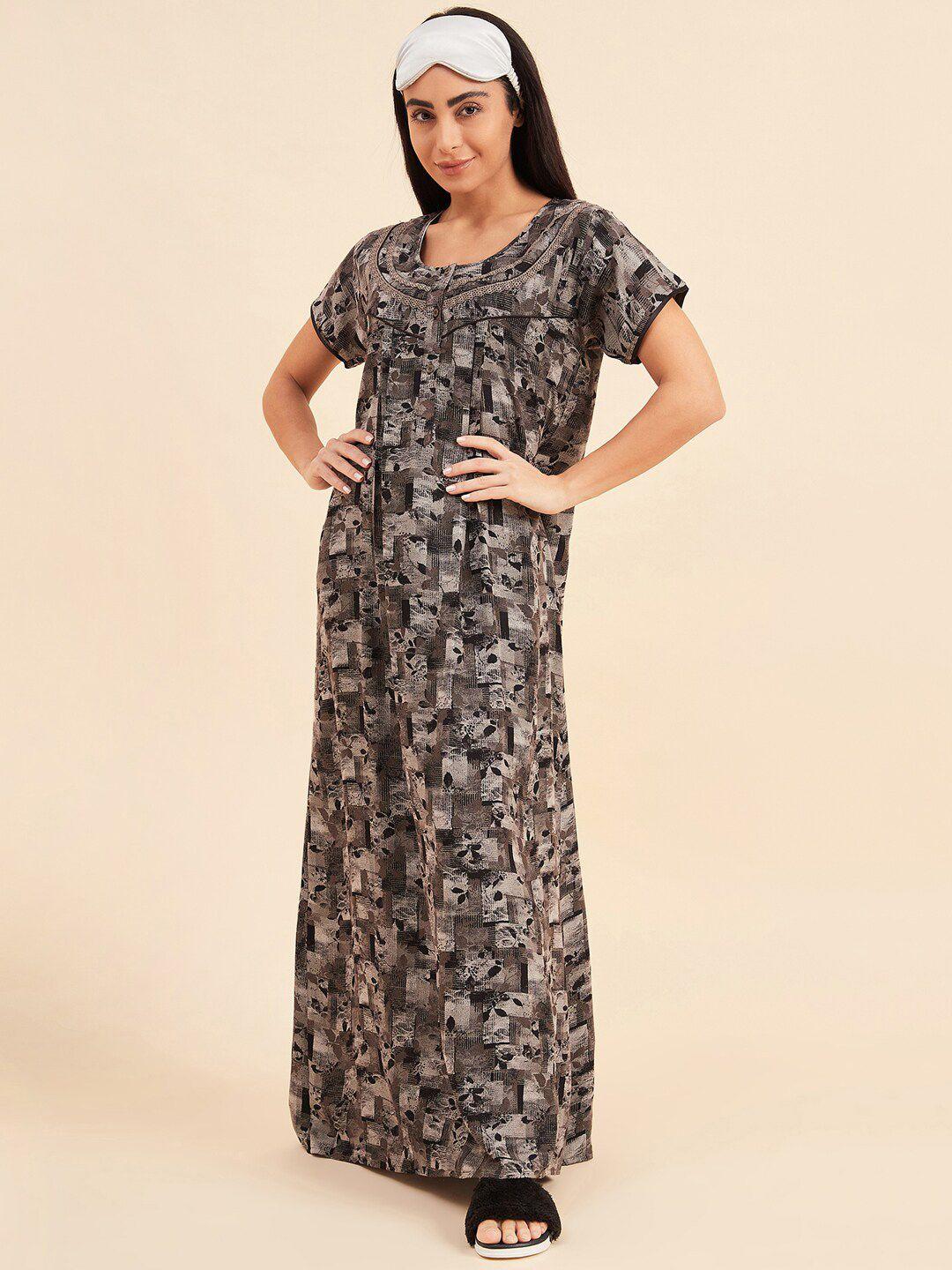 sweet dreams black printed maxi nightdress