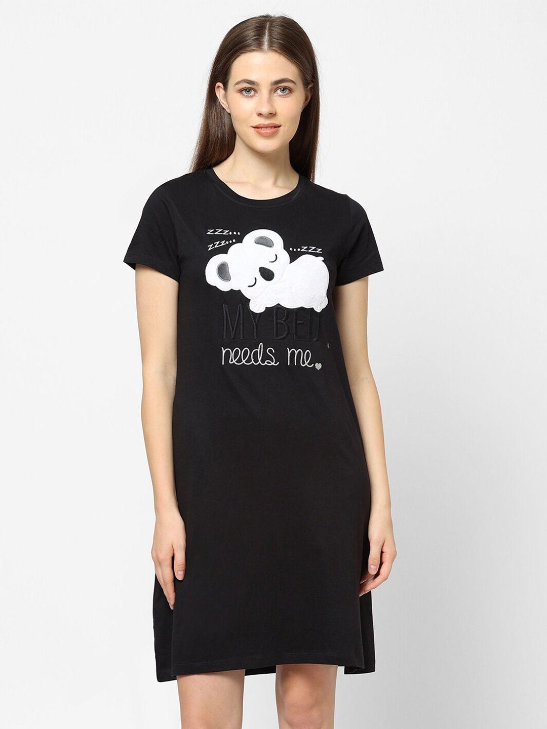 sweet dreams black printed nightdress