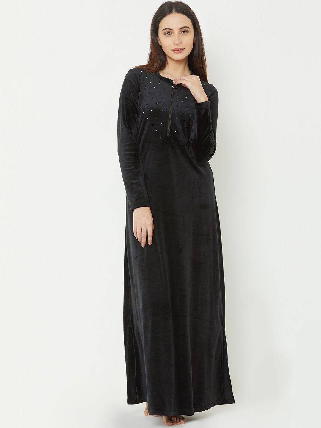 sweet dreams black solid nightdress