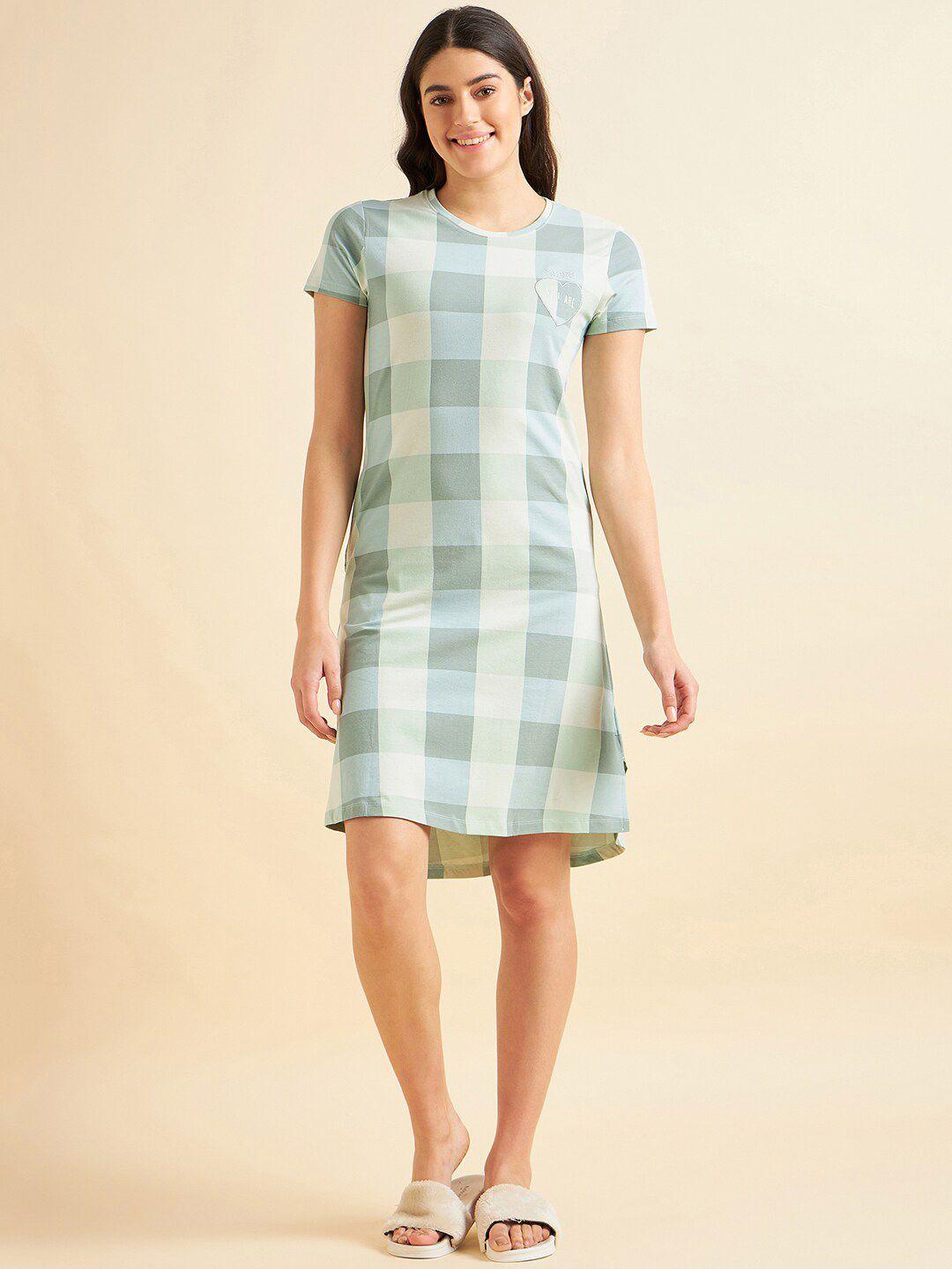 sweet dreams blue checked pure cotton nightdress