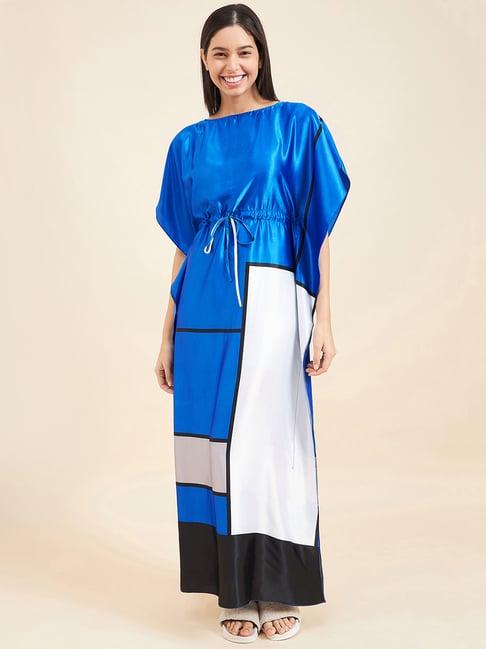 sweet dreams blue color-block kaftan