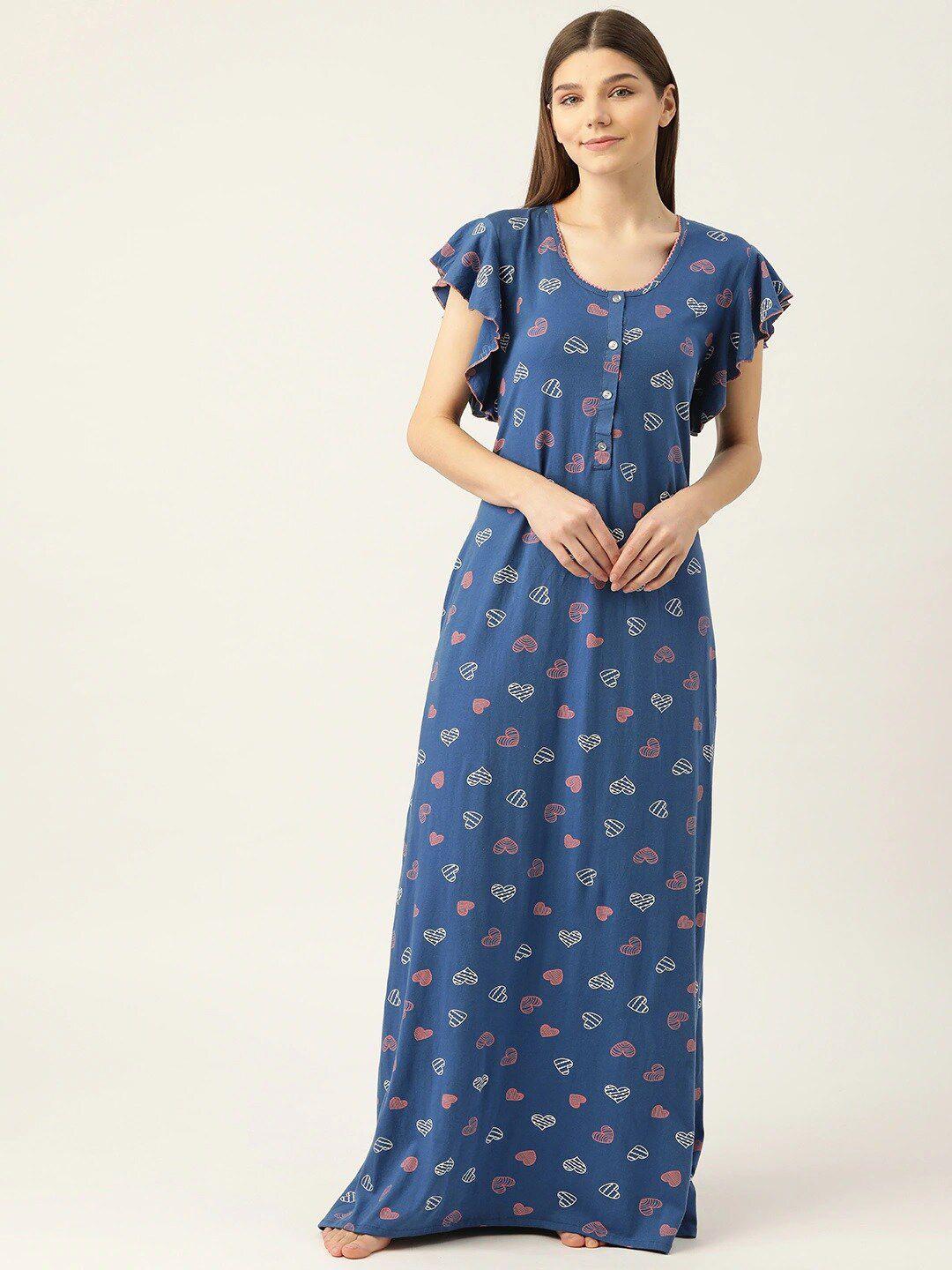 sweet dreams blue conversational printed maxi nightdress