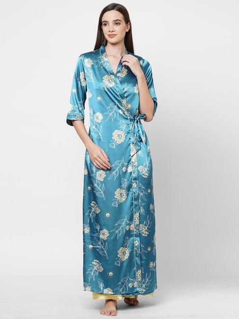sweet dreams blue floral print sleepwear robes