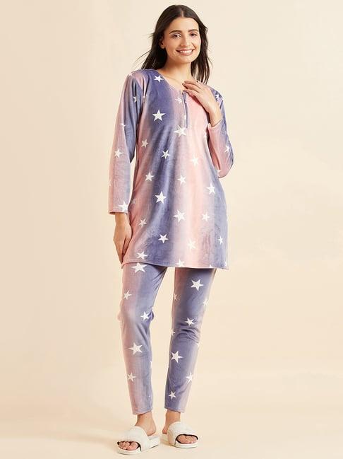 sweet dreams blue printed kurti pyjama set