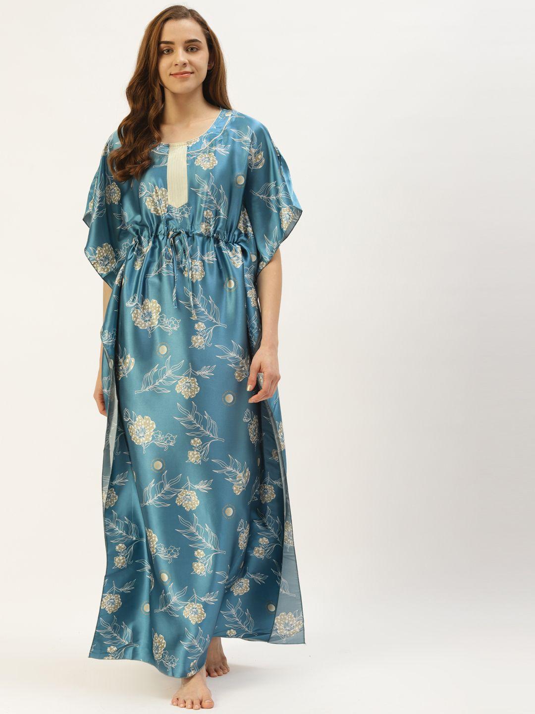 sweet dreams blue printed maxi kaftan nightdress
