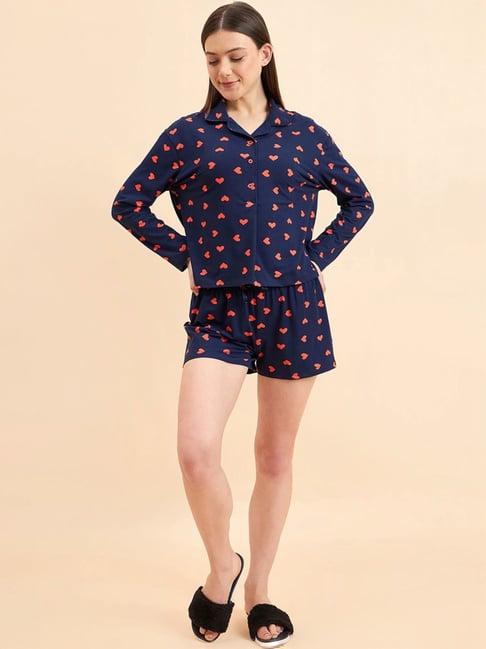 sweet dreams blue printed shirt short set