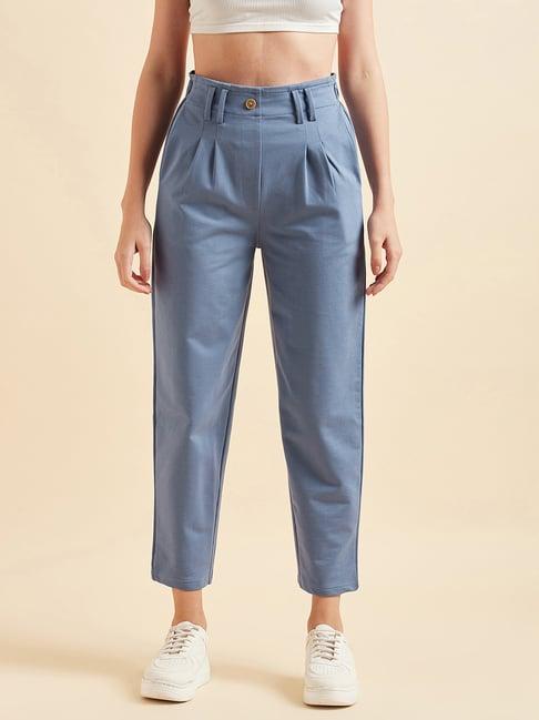 sweet dreams blue regular fit mid rise pleated trousers