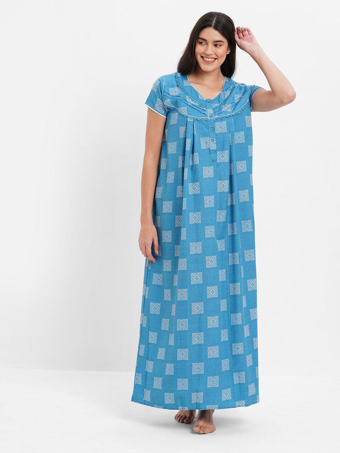 sweet dreams blue round neck maxi nightdress