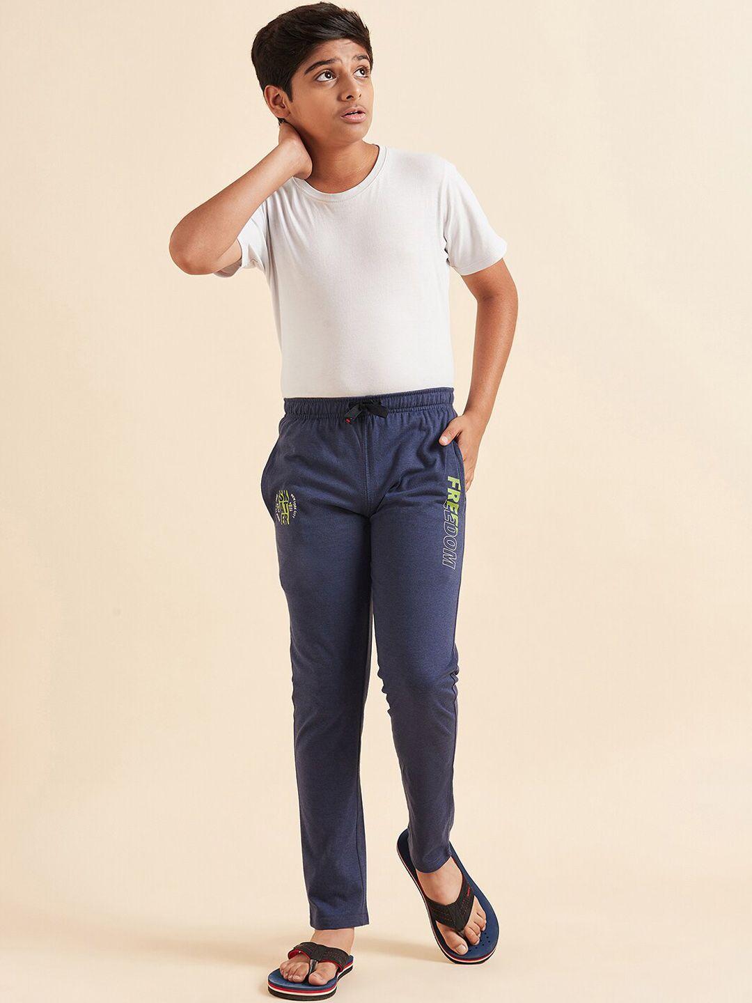 sweet dreams boys navy blue mid-rise relaxed-fit pure cotton lounge pants