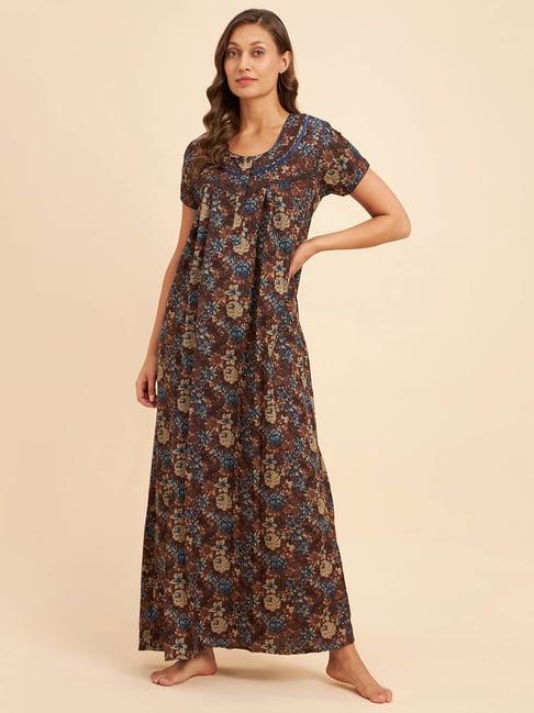 sweet dreams brown floral print nighty