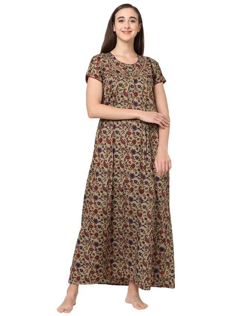 sweet dreams brown floral print nighty