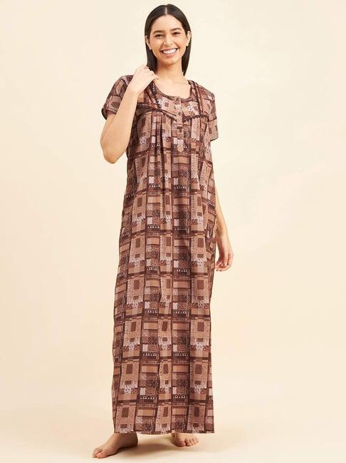 sweet dreams brown printed nighty