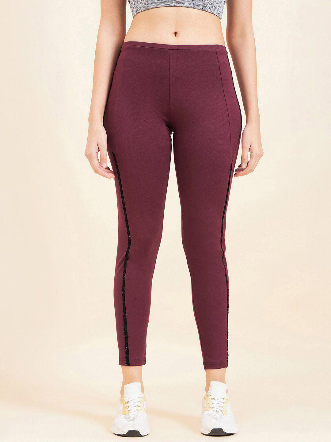 sweet dreams burgundy ankle length sports tights