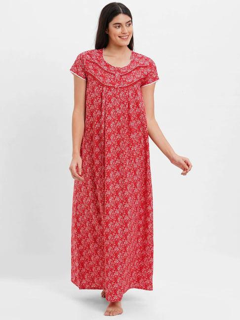 sweet dreams coral floral print night gown