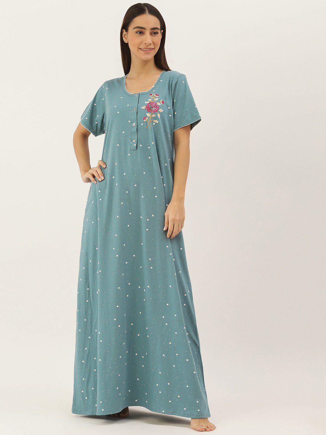 sweet dreams embroidered maxi pure cotton nightdress