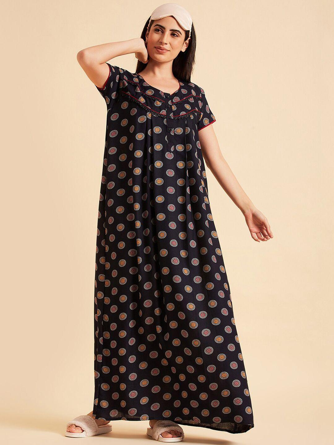 sweet dreams ethnic motifs printed maxi nightdress