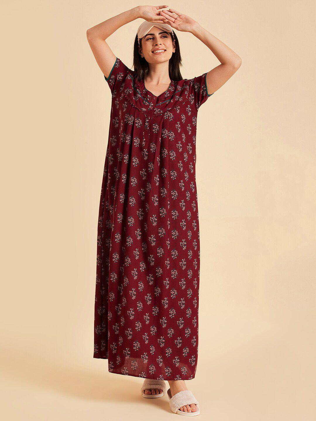 sweet dreams ethnic motifs printed maxi nightdress