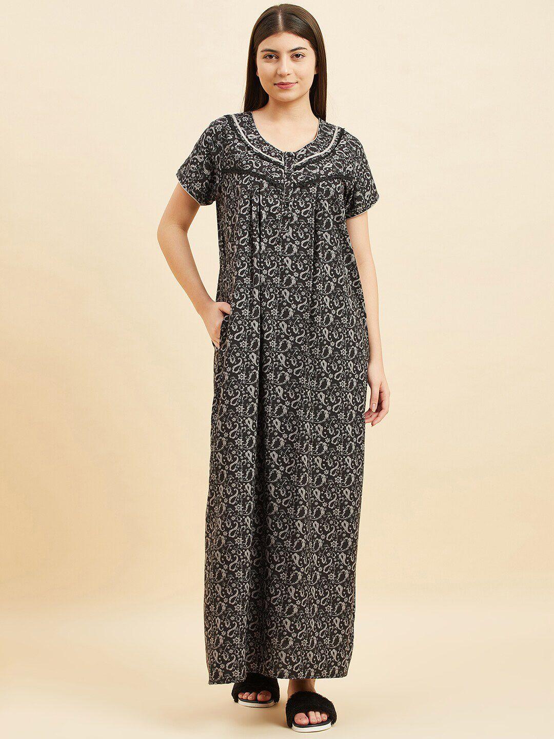 sweet dreams ethnic motifs printed maxi nightdress