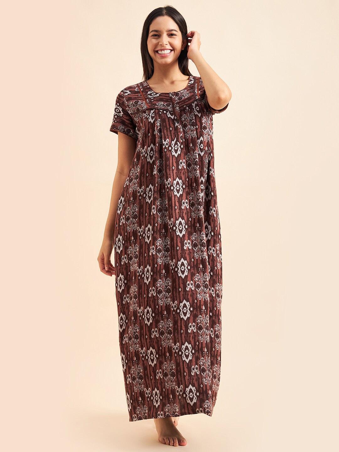 sweet dreams floral printed cotton maxi nightdress