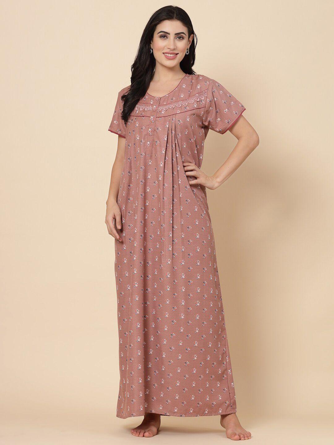 sweet dreams floral printed lace detail maxi nightdress