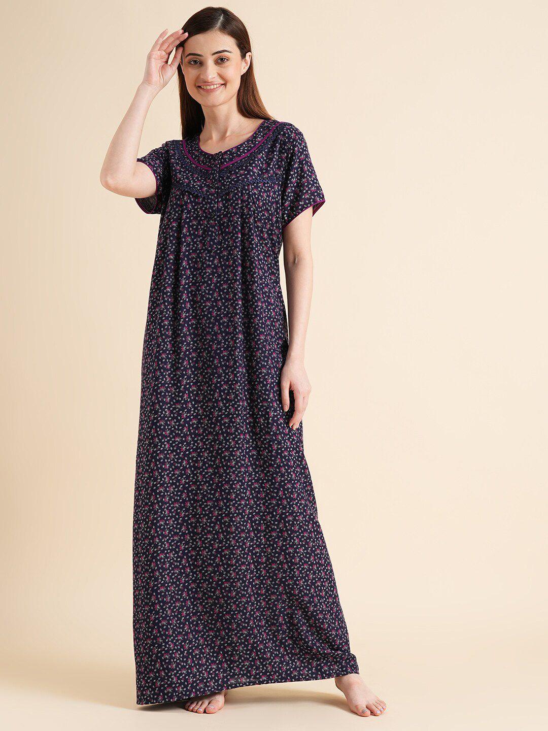 sweet dreams floral printed maxi pure cotton nightdress