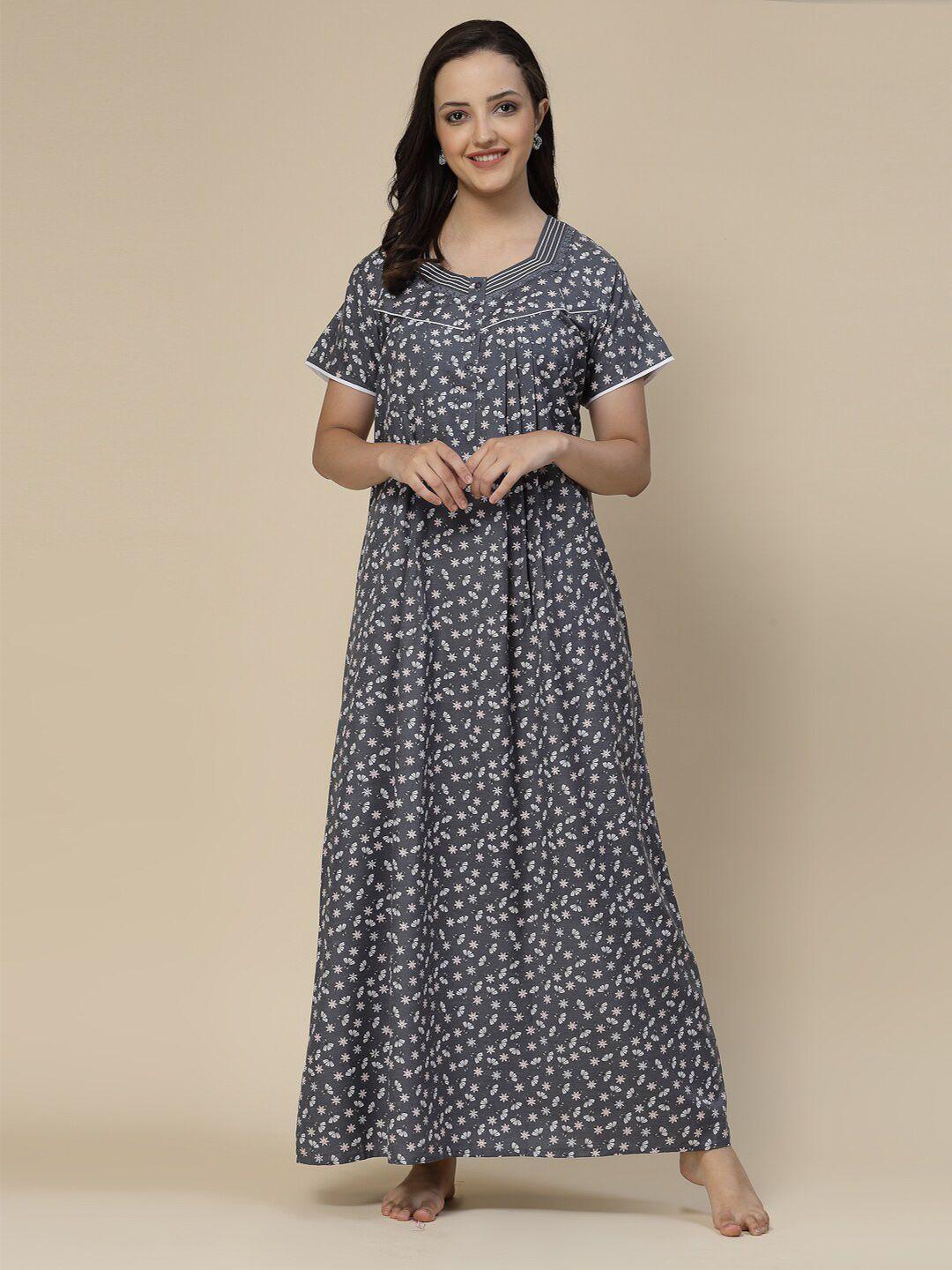 sweet dreams floral printed pure cotton maxi nightdress