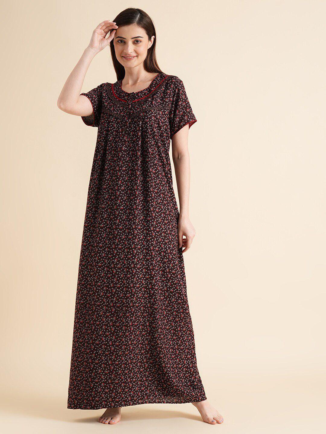 sweet dreams floral printed pure cotton maxi nightdress