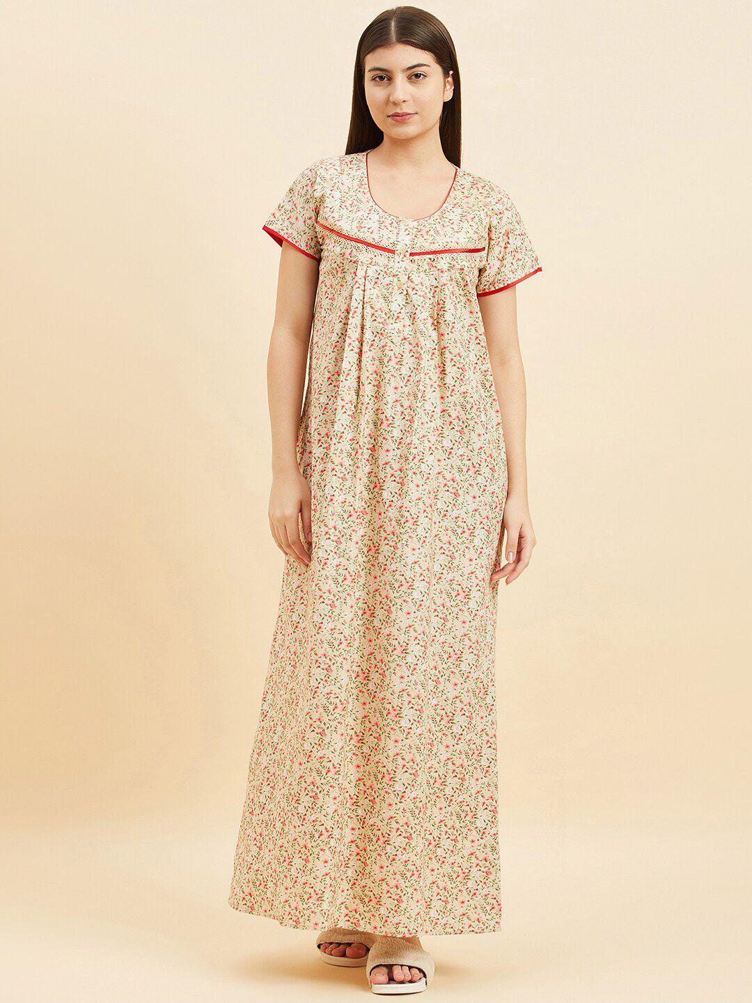 sweet dreams floral printed pure cotton maxi nightdress