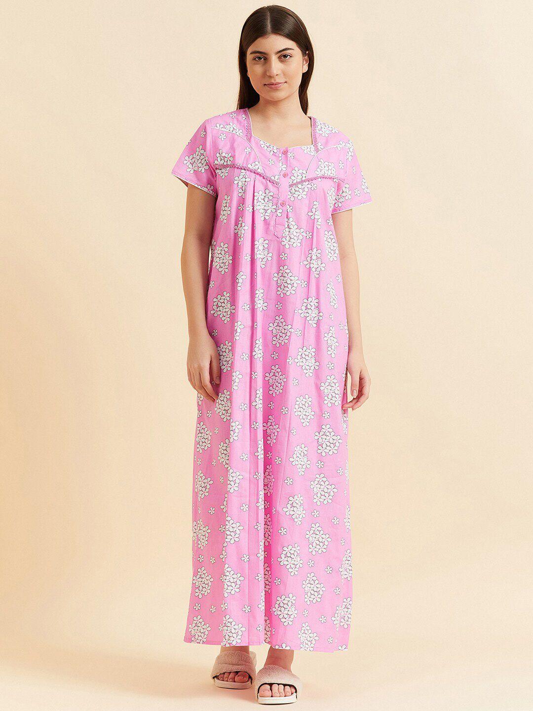 sweet dreams floral printed pure cotton maxi nightdress