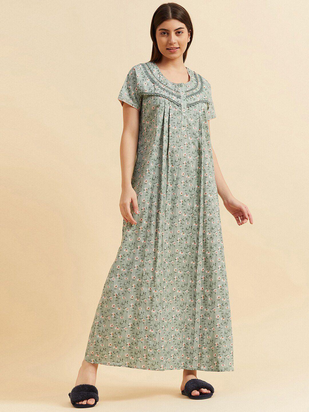 sweet dreams floral printed pure cotton maxi nightdress