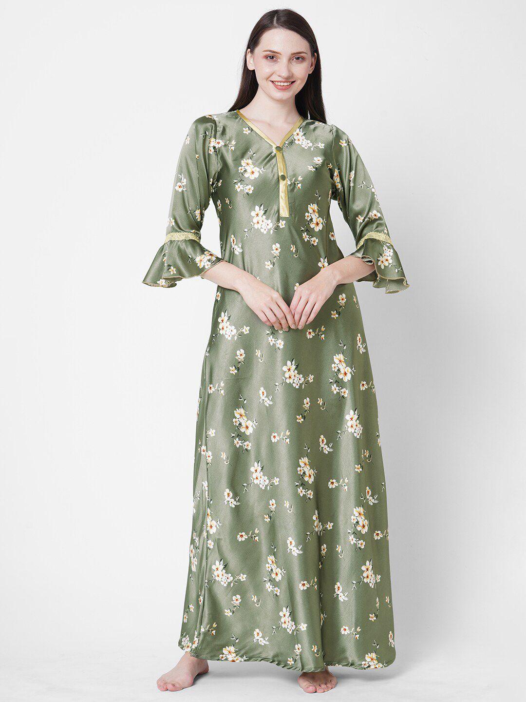 sweet dreams floral printed satin maxi nightdress