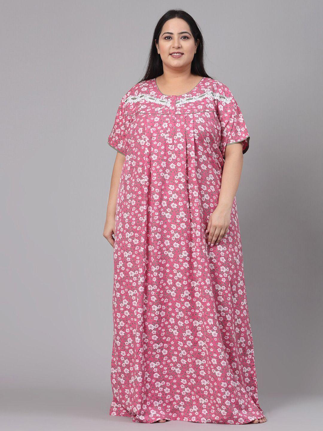 sweet dreams floral printed short sleeves maxi nightdress