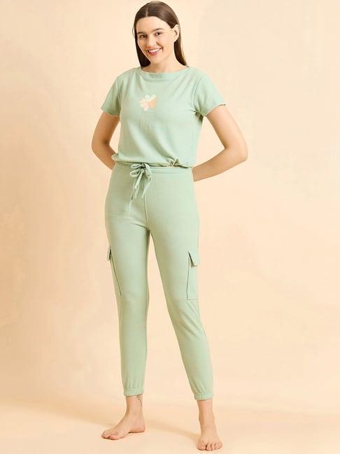 sweet dreams frost green printed t-shirt joggers set