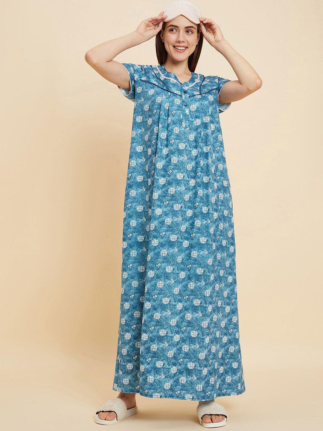 sweet dreams geometric printed pure cotton maxi nightdress