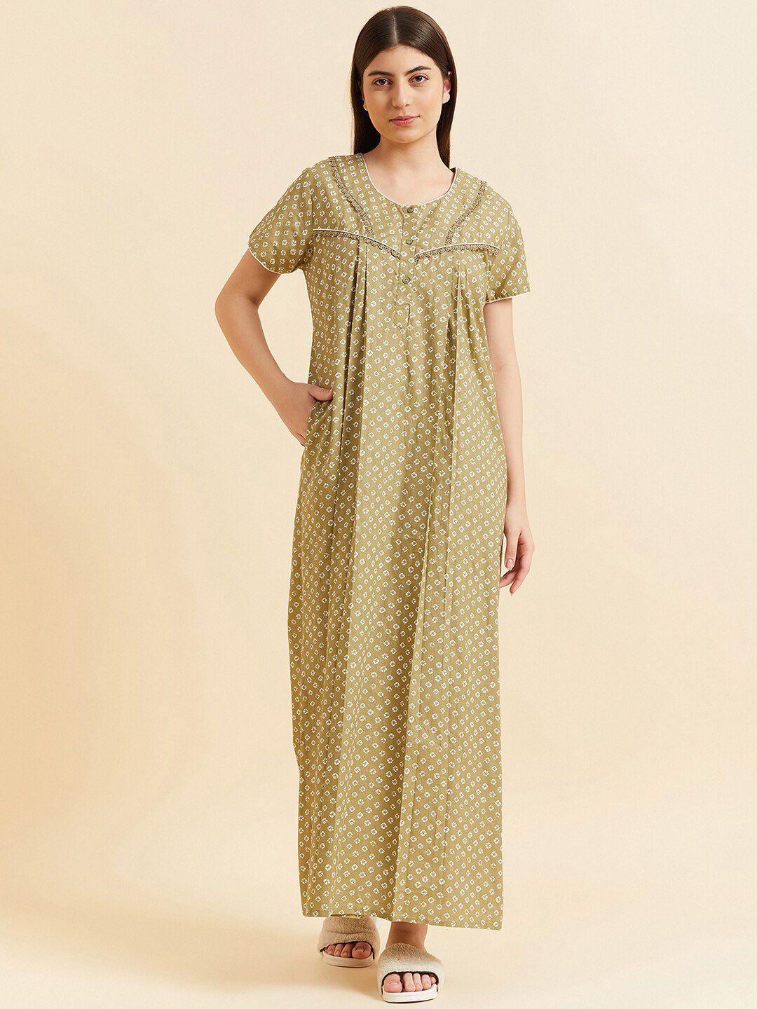 sweet dreams geometric printed pure cotton maxi nightdress