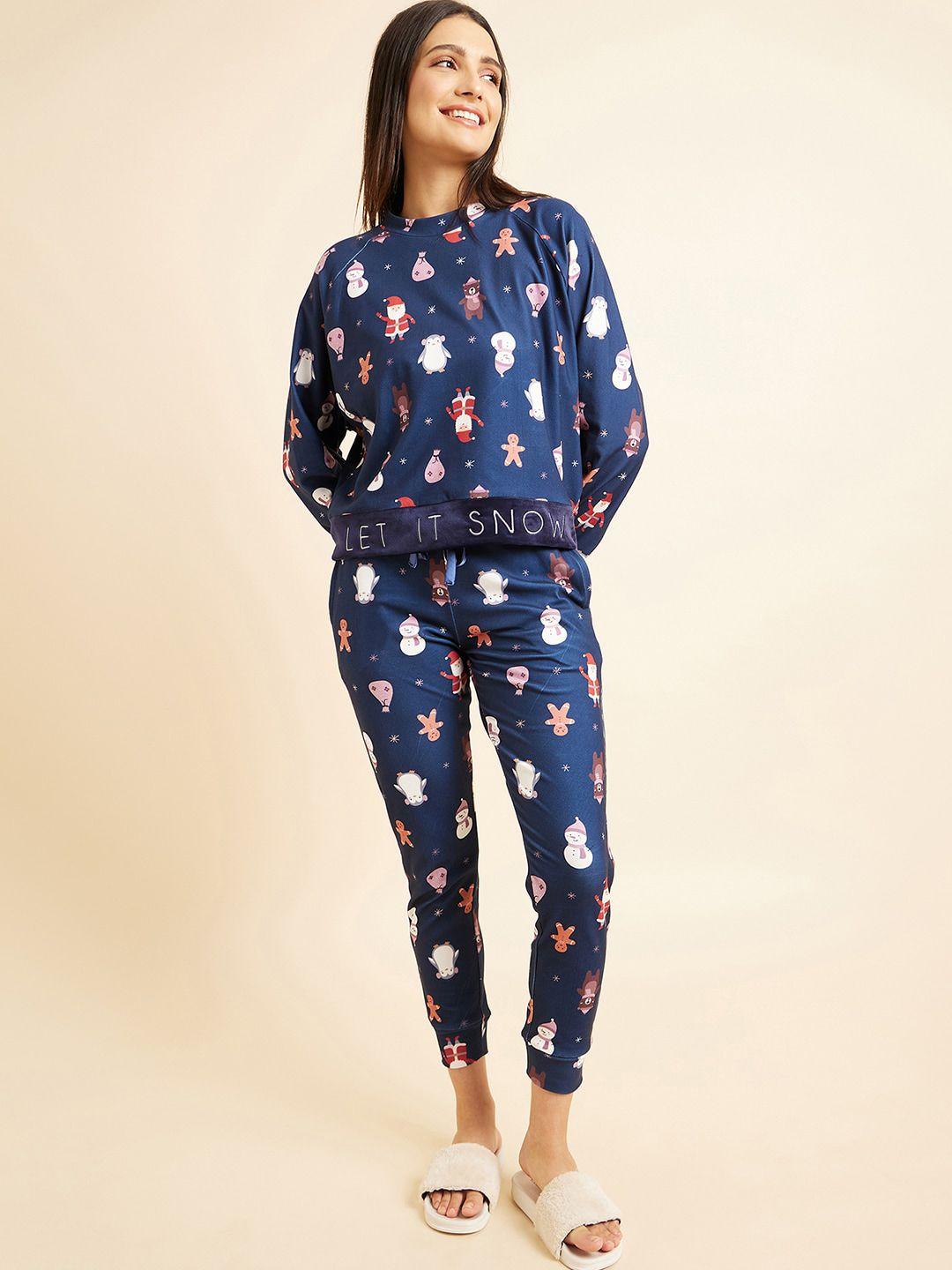 sweet dreams graphic print night suit