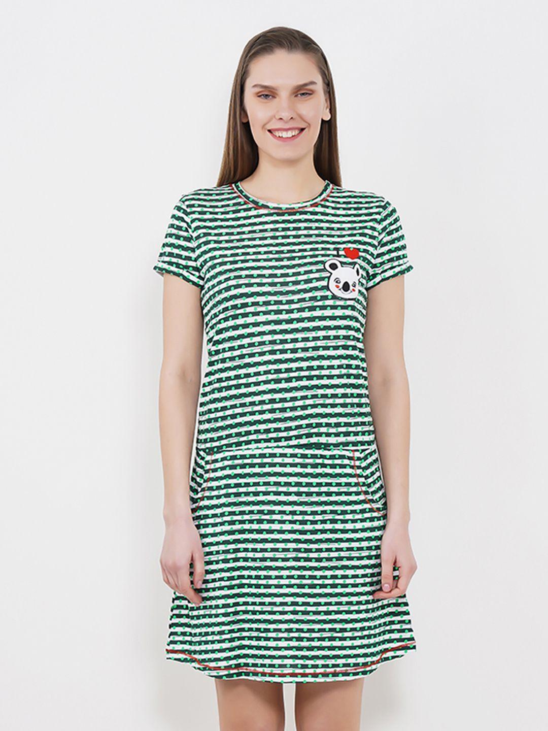 sweet dreams green & white striped nightdress